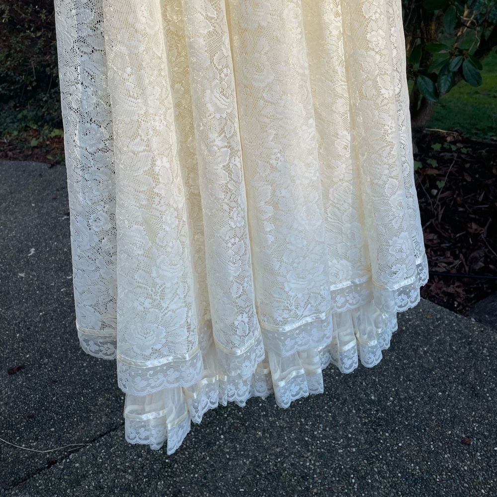 VTG 70s Gunne Sax Romantic Renaissance Bridal Collection Lace Wedding Dress sz11 - Picture 10 of 15
